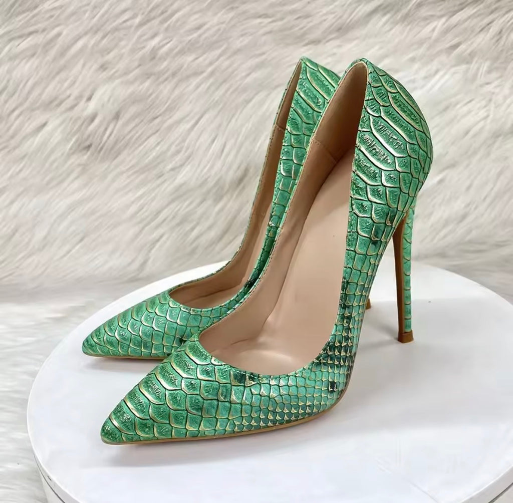 Luxury Snake Print Stiletto Pumps | Designer-Inspired Pointed Toe High Heels