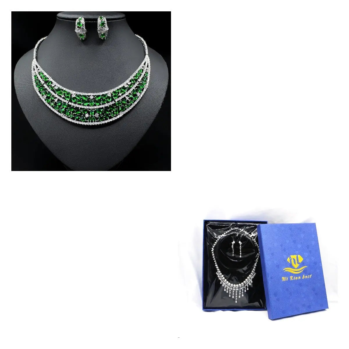 Oversized Bridal Emerald Earrings Necklace Set Cjdropshipping