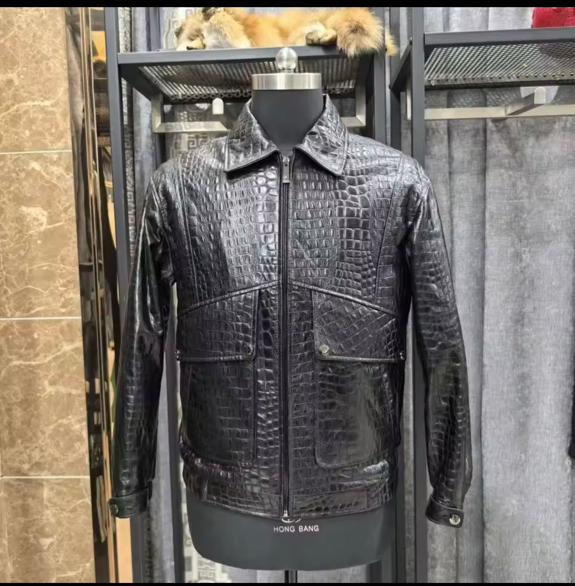 Luxury Men's Cow Leather Jacket & Genuine Crocodile Leather Chelsea Boots Set | Handcrafted Exotic Leather Outfit