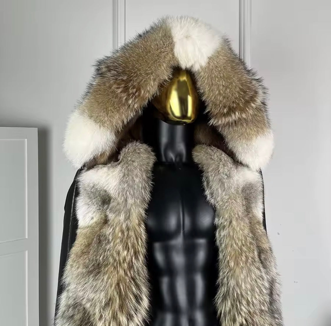 Men's Real Coyote Fur Parka – Luxury Winter Hooded Jacket with Genuine Fur Trim