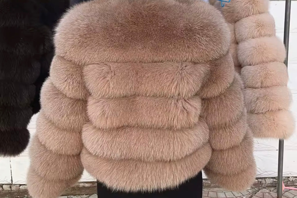 Luxury Genuine Fox Fur Cropped Jacket