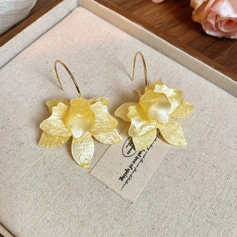 Vintage Acrylic Flower Exaggerated Earrings Cjdropshipping