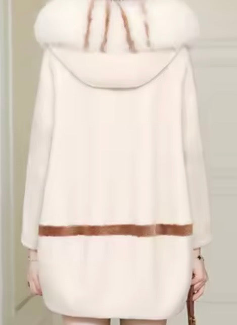 Luxury Cashmere & Fox Fur Hooded Coat | Elegant Winter Coat