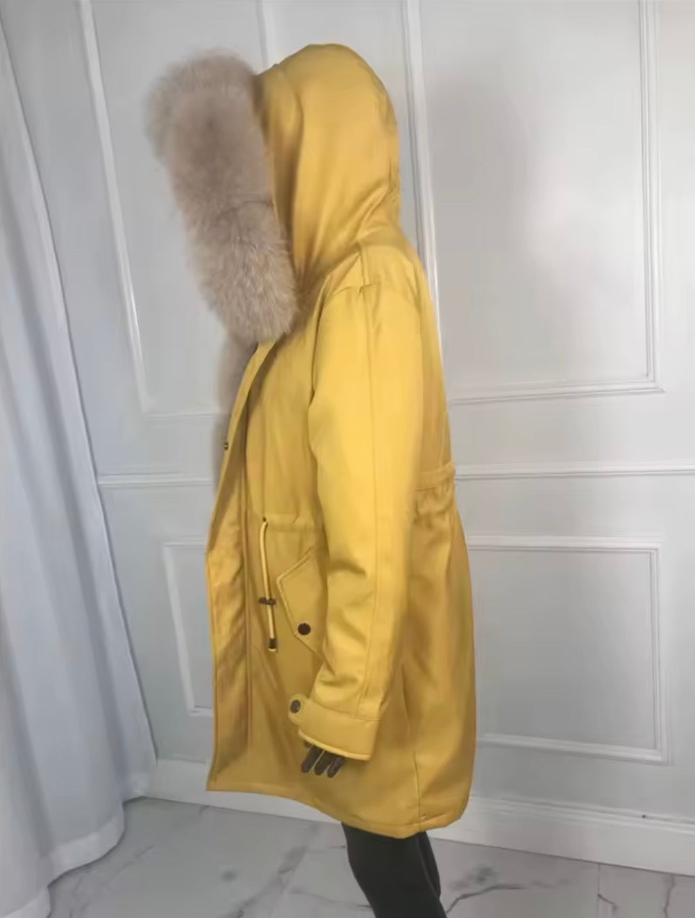 Luxury Real Fox Fur Trim Parka Jacket | Oversized Fur Hood Winter Coat