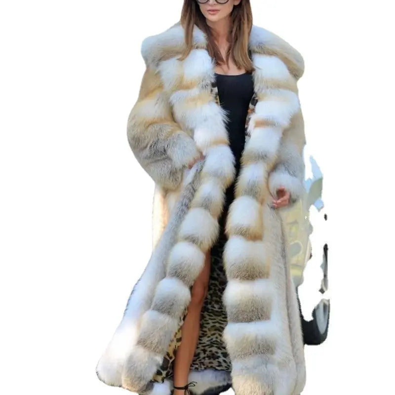 Mid-length Coat With Hooded European And American Faux Fur JNi3 shop
