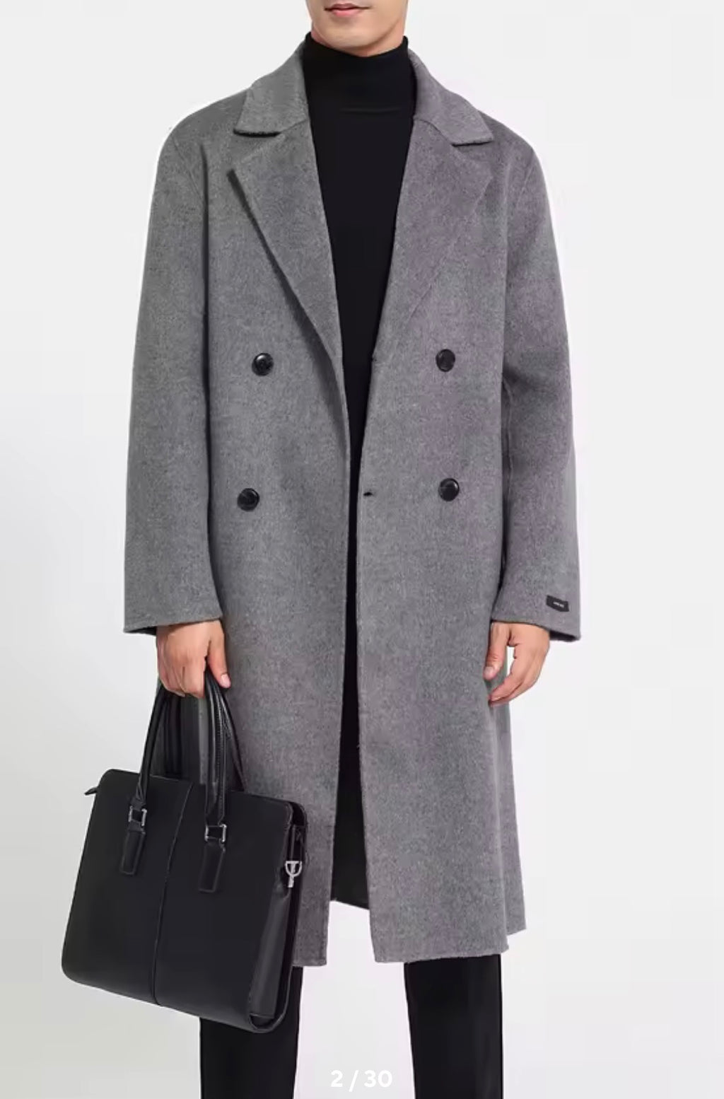Men's 100% Cashmere Coat]Long Double Sided Overcoat]Classic Double Breasted Winter Trench Jacket]Formal Luxury Outerwear