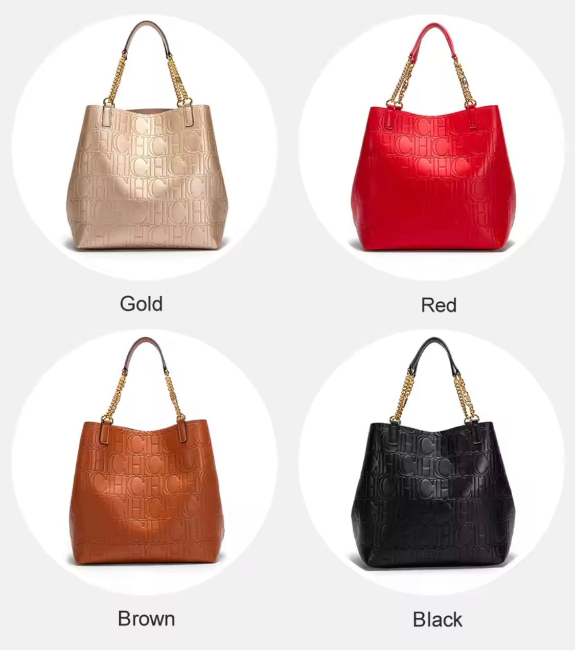 Luxury Monogram Embossed Tote Bag with Gold Chain Straps – Designer-Style Vegan Leather Shoulder Bag & Work Handbag for Women