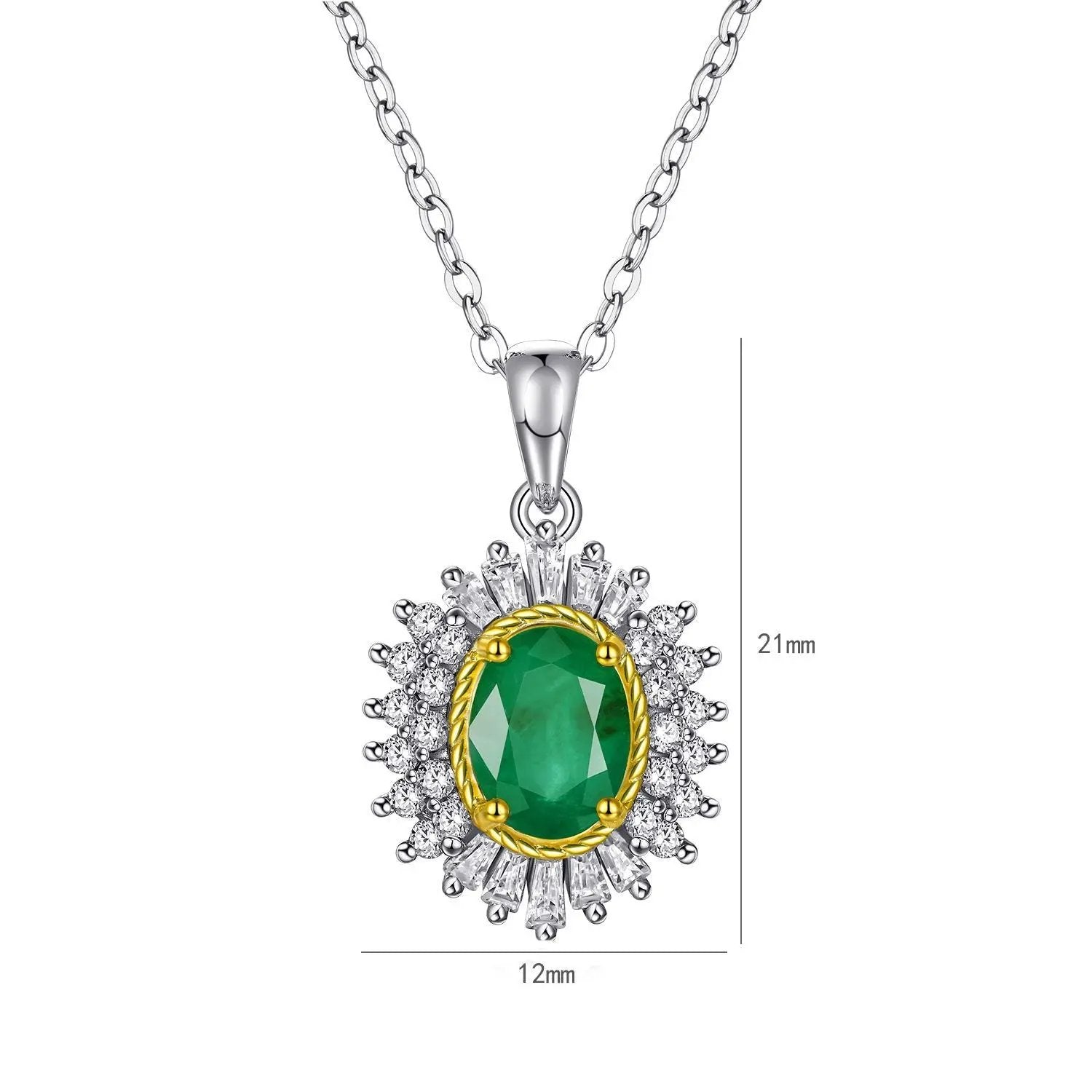 Natural Emerald Pendant Feminine Minority Design Jewelry S925 Silver Chain JNi3 shop