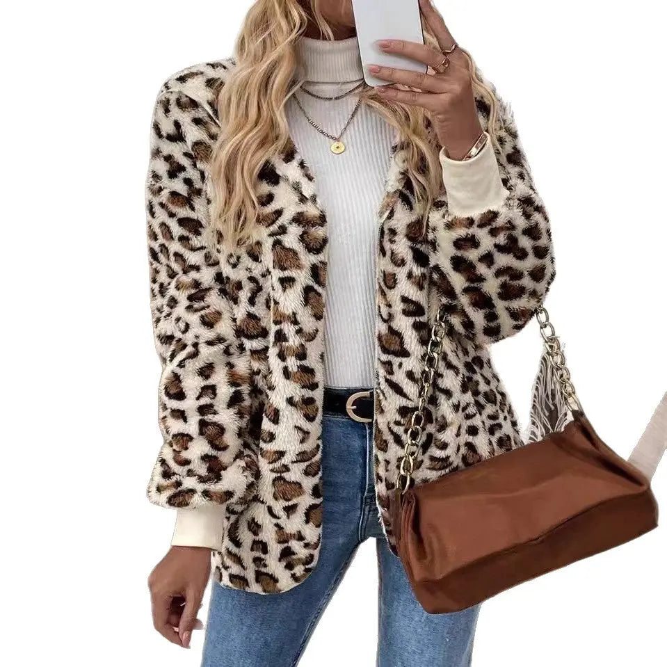 Cardigan Mid-length Women's Autumn And Winter Plush Coat JNi3 shop