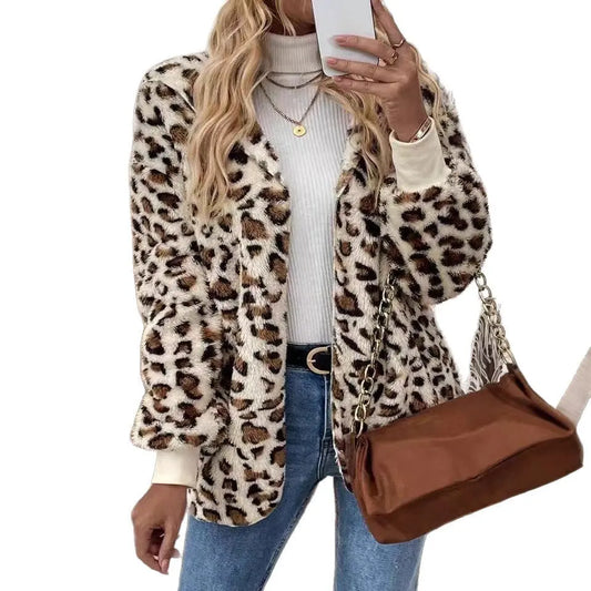 Cardigan Mid-length Women's Autumn And Winter Plush Coat JNi3 shop