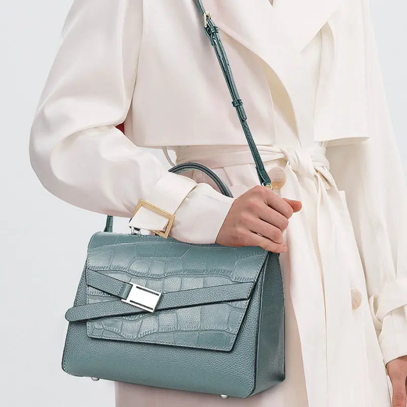 Elegant Lightweight Leather Alligator Print Handbag Dropshipman