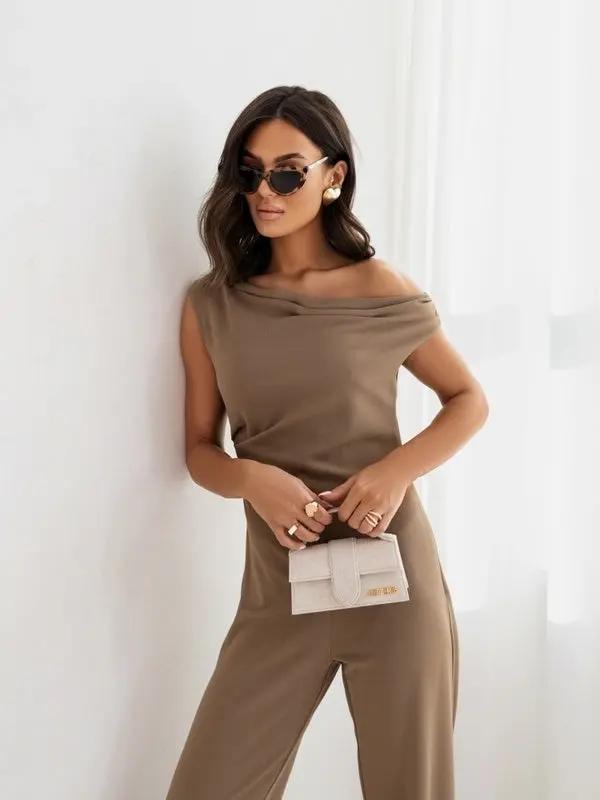 Sexy Jumpsuits For Women Falling Straps Business Rompers Elegant Straight Long Pants Rompers Fastened With A Zipper On The Side. Cjdropshipping
