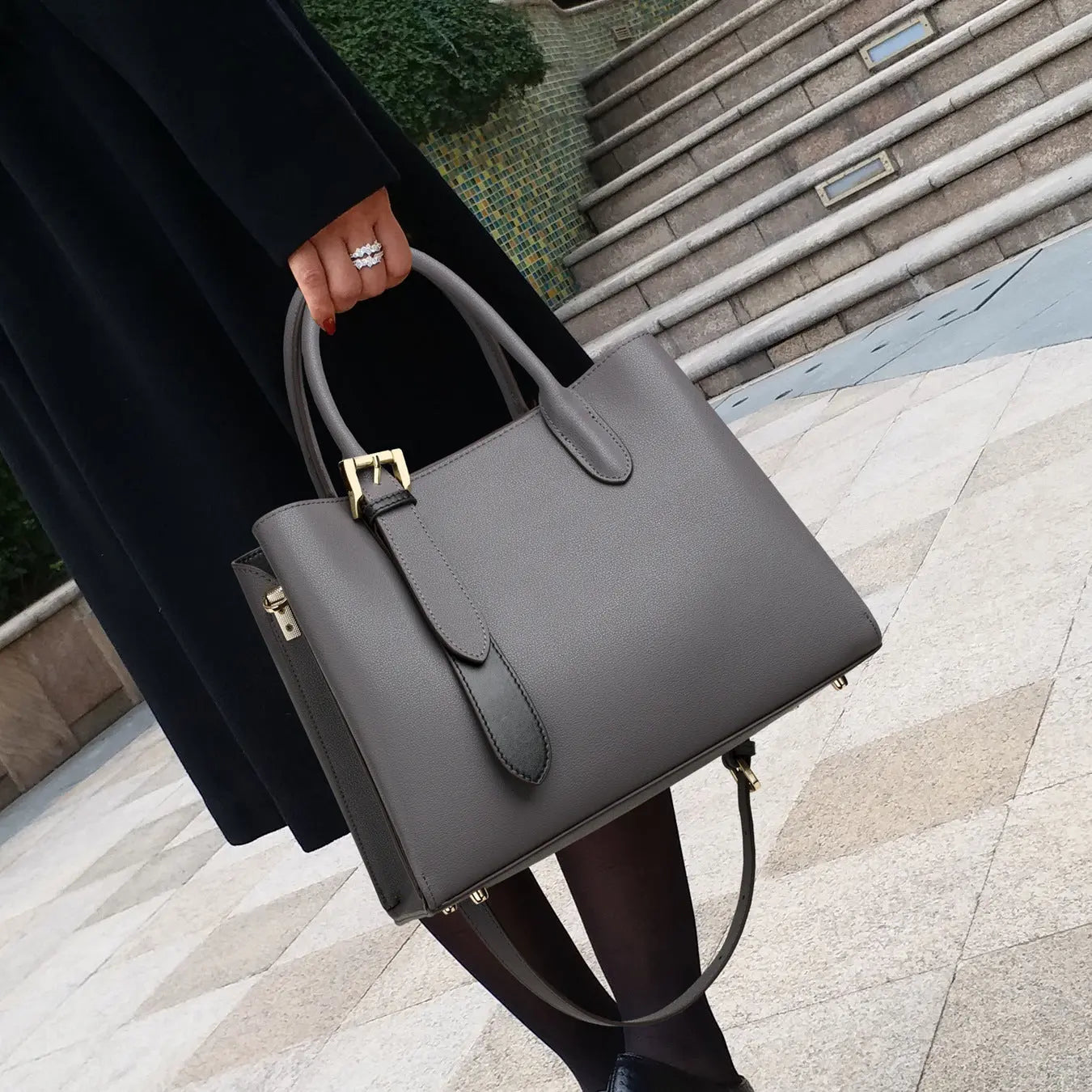 Niche Contrast Color One Shoulder Western Style Portable Female Genuine Leather Bag Dropshipman