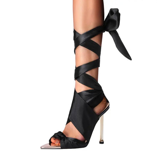 Lace-up Open Toe High Heels Pointed Sandals