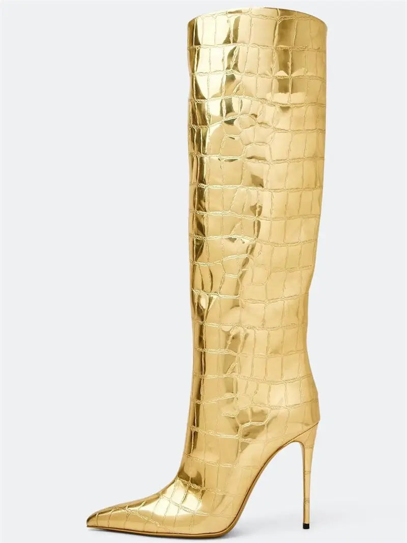 Women's Fashion Pointed Stiletto Heel Leopard Print Boots Dropshipman