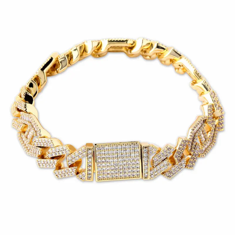 Full Zircon Hip Hop Cuban Chain Bracelet JNi3 shop
