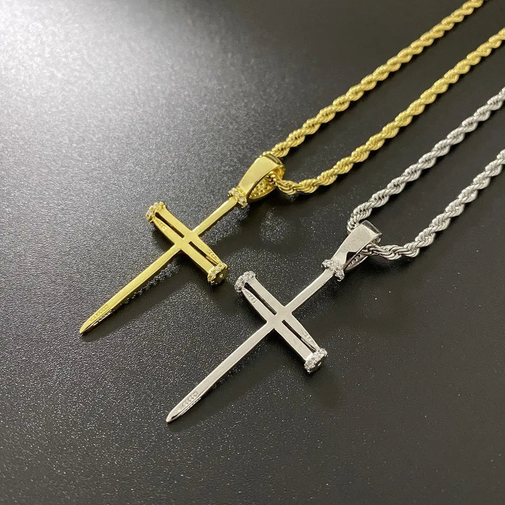 Zircon Nail Cross Necklace Jewelry Necklace Cjdropshipping