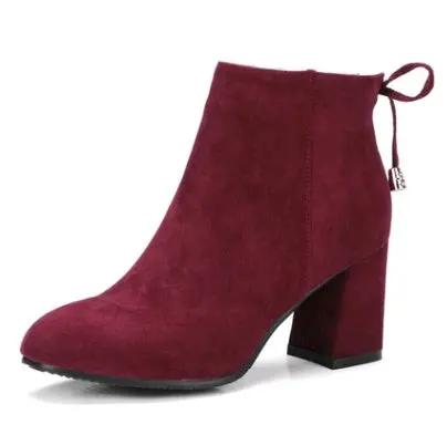 Suede square head European and American short boots women Cjdropshipping