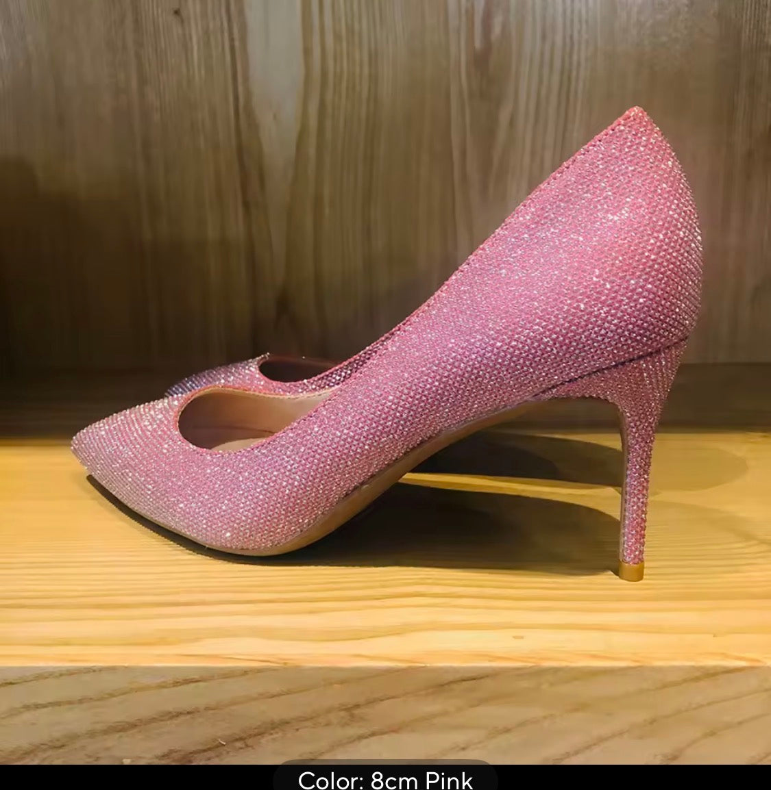 Pink Rhinestone Heels, Sparkly Crystal Stiletto Pumps, Pointed Toe Bling High Heels, Glam Wedding Shoes, Prom & Evening Shoes, Statement Heels