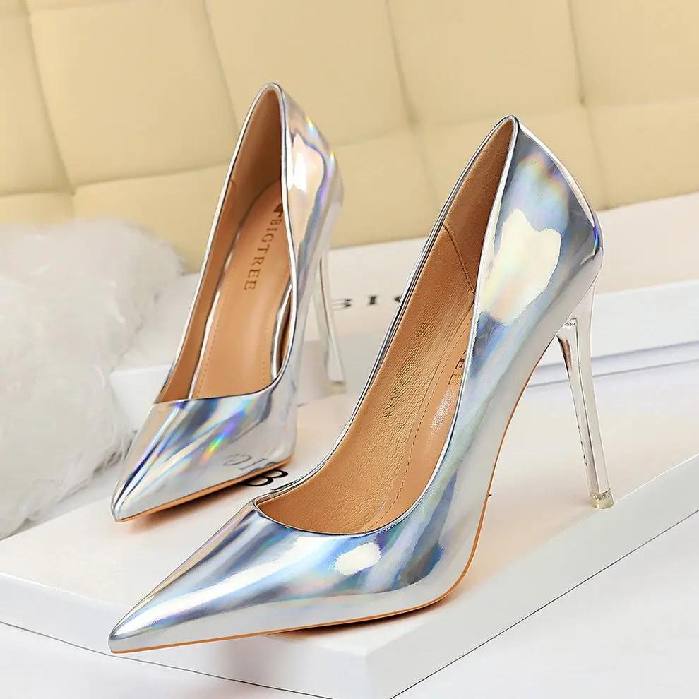 Glossy patent leather heels Cjdropshipping