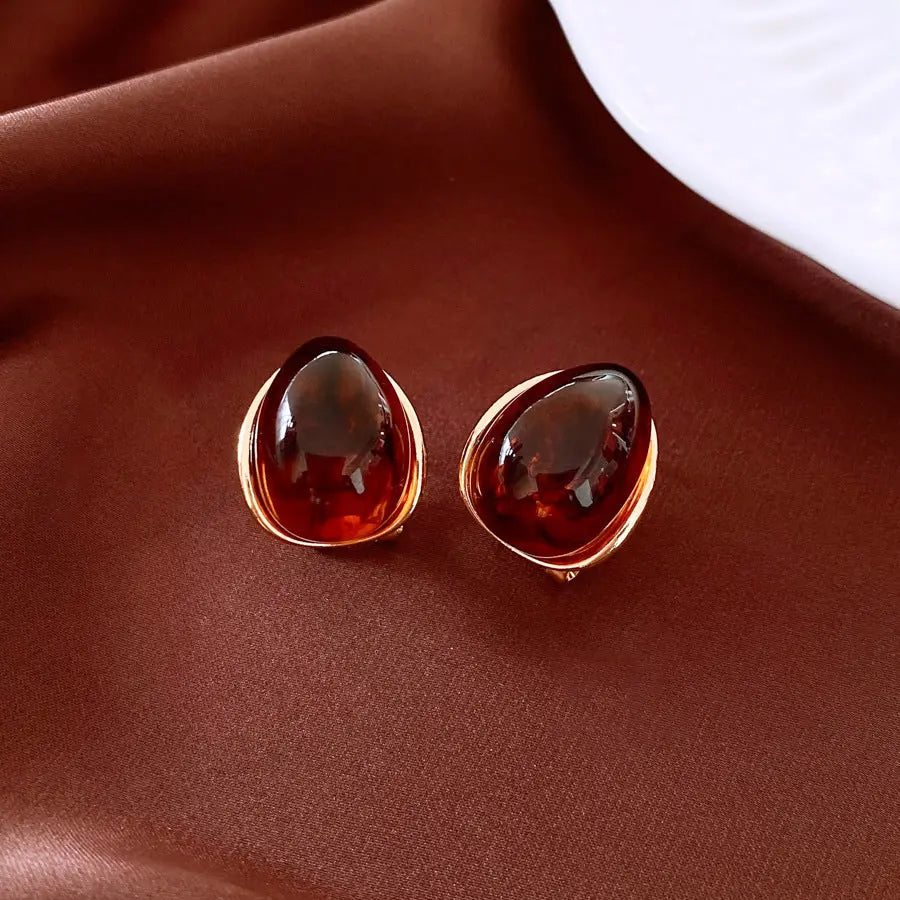 Amber Water Drop Ear Studs Ear Clip JNi3 shop