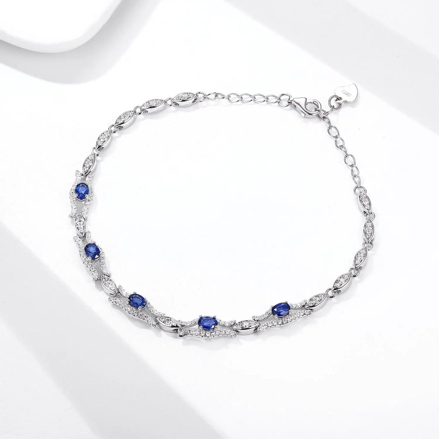 Natural Sapphire Bracelet Women's S925 Silver Set Gem Jewelry Premium Original Design Jewelry - JNi3 shop