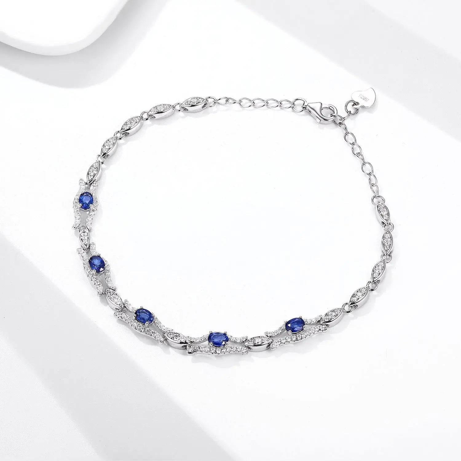 Natural Sapphire Bracelet Women's S925 Silver Set Gem Jewelry Premium Original Design Jewelry - JNi3 shop