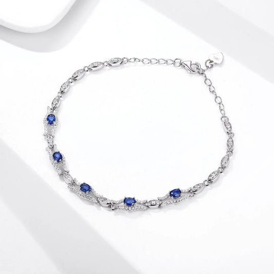 Natural Sapphire Bracelet Women's S925 Silver Set Gem Jewelry Premium Original Design Jewelry - JNi3 shop