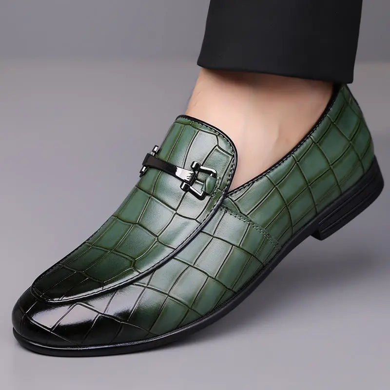 Men's Plaid Light Luxury Plus Size Rubber Sole Lightweight Leather Shoes Cjdropshipping