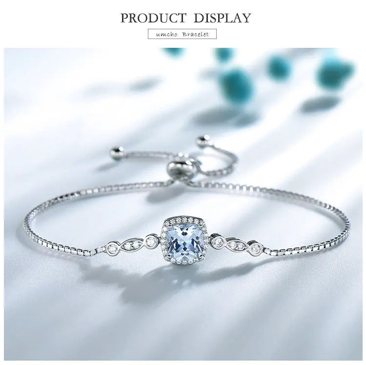 925 Sterling Silver Necklace Sky Blue Topaz Four-Piece Set - JNi3 shop