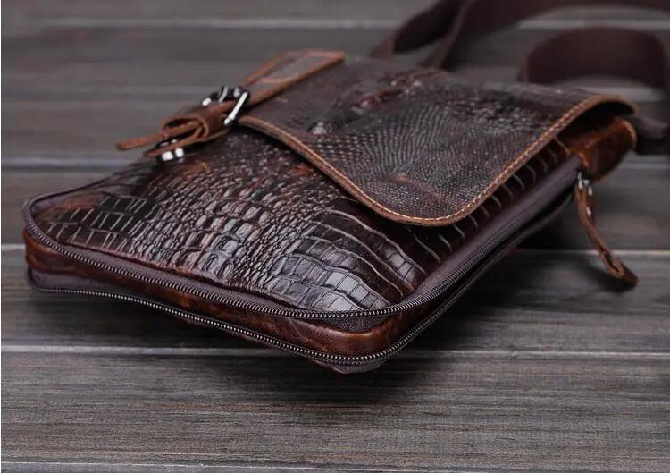 VINTAGE ALLIGATOR SKIN PATTERN GENUINE LEATHER MESSENGER BAG Cjdropshipping
