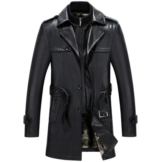 Leather leather men's mid-length sheepskin suit Cjdropshipping