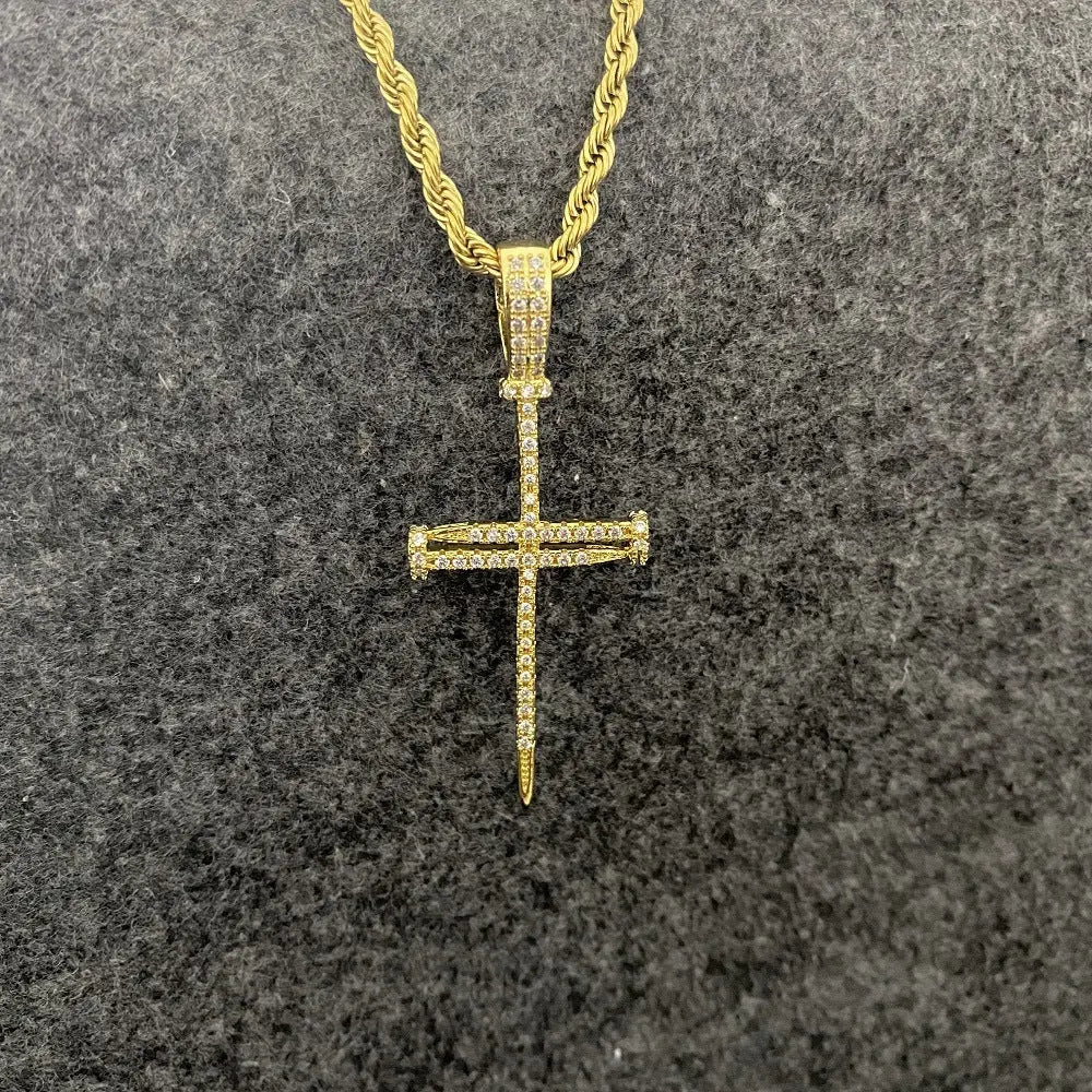 Zircon Nail Cross Necklace Jewelry Necklace Cjdropshipping