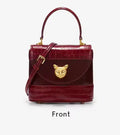 BAFELLI Designer Genuine Leather Crocodile Grain Bucket Bag – Luxury Cat Accent Crossbody Purse & Evening Shoulder Handbag