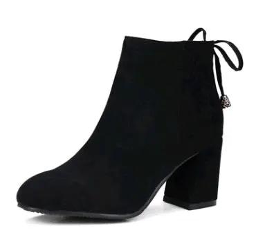 Suede square head European and American short boots women Cjdropshipping