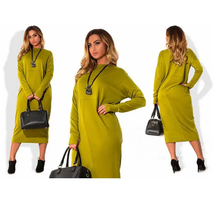 Plus size women's long sleeve dress Cjdropshipping