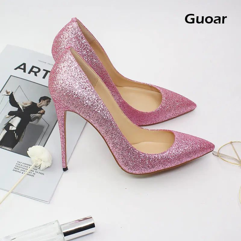 Glitter pointed high heels Cjdropshipping