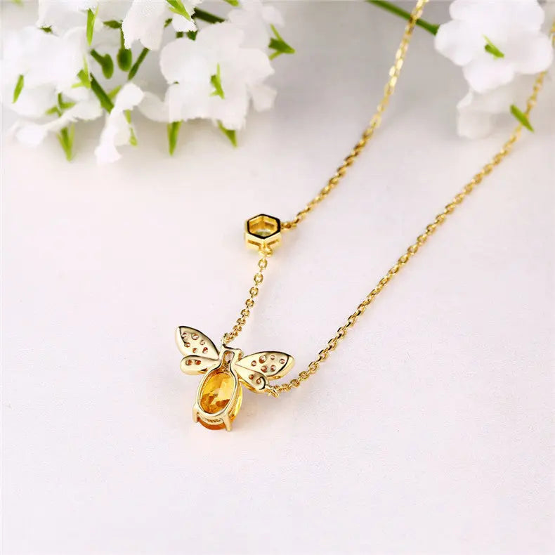 Citrine Peridot Bee Color Gold Necklace Cjdropshipping