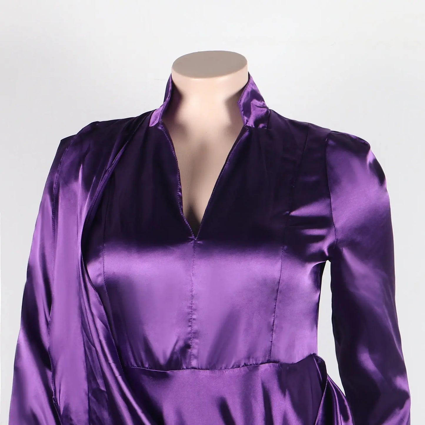 Deep V Pleated Slim-fit Long Sleeve Dress JNi3 shop