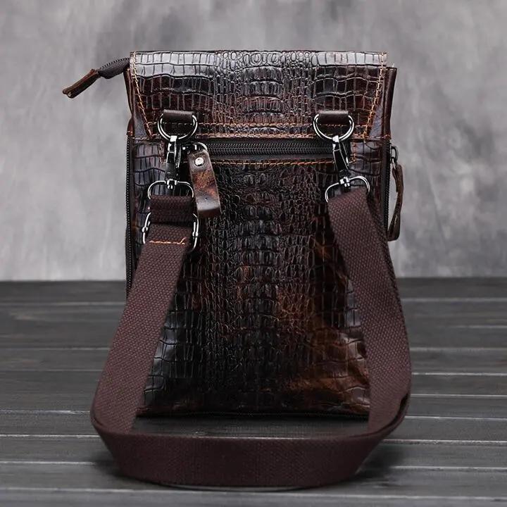 VINTAGE ALLIGATOR SKIN PATTERN GENUINE LEATHER MESSENGER BAG Cjdropshipping