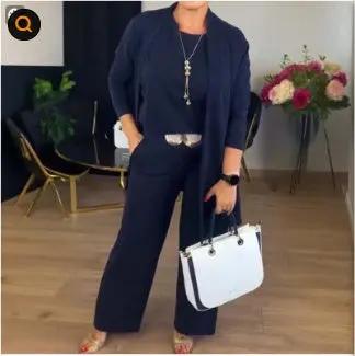 Round Neck Long Sleeve Top Belt Comfortable Blouse And Pants Cjdropshipping