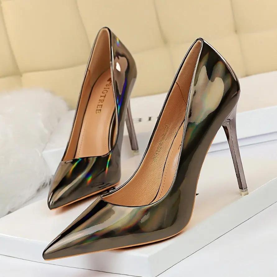 Glossy patent leather heels Cjdropshipping