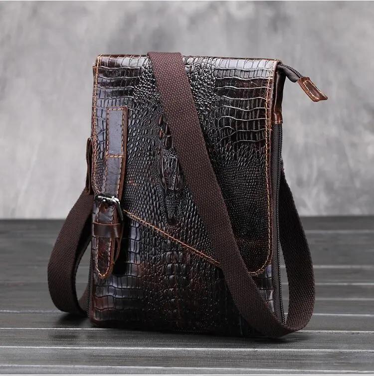 VINTAGE ALLIGATOR SKIN PATTERN GENUINE LEATHER MESSENGER BAG Cjdropshipping