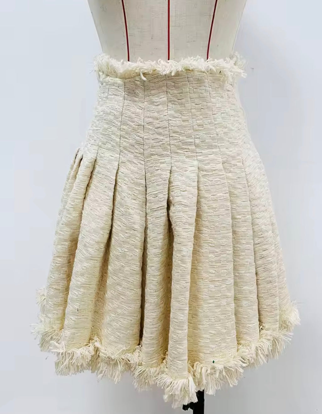 Cream Tweed 2 Piece Set | Fringe Cropped Tweed Jacket & Pleated Mini Skirt | Old Money Aesthetic Outfit | Parisian Chic Matching Set