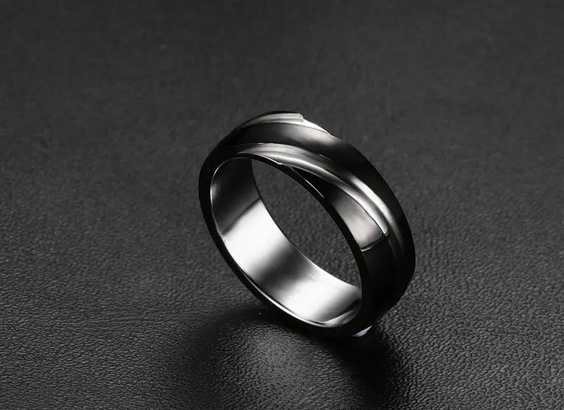 Black Titanium Steel Twill Men's Ring JNi3 shop