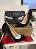 Luxe Croc-Effect Handbag & Stiletto Set - Formal Evening Wear Pumps - Wedding Guest Special Occasion