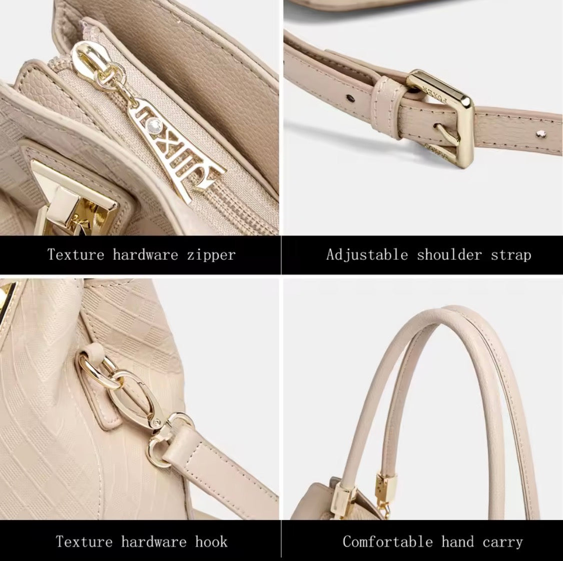 FOXER Luxury Genuine Cow Leather Top Handle Handbag – Designer Woven Pattern Tote, Multi-Compartment Satchel & Crossbody Bag for Women