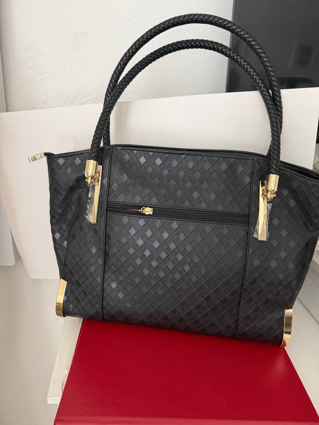 Black Genuine Leather Tote Bag