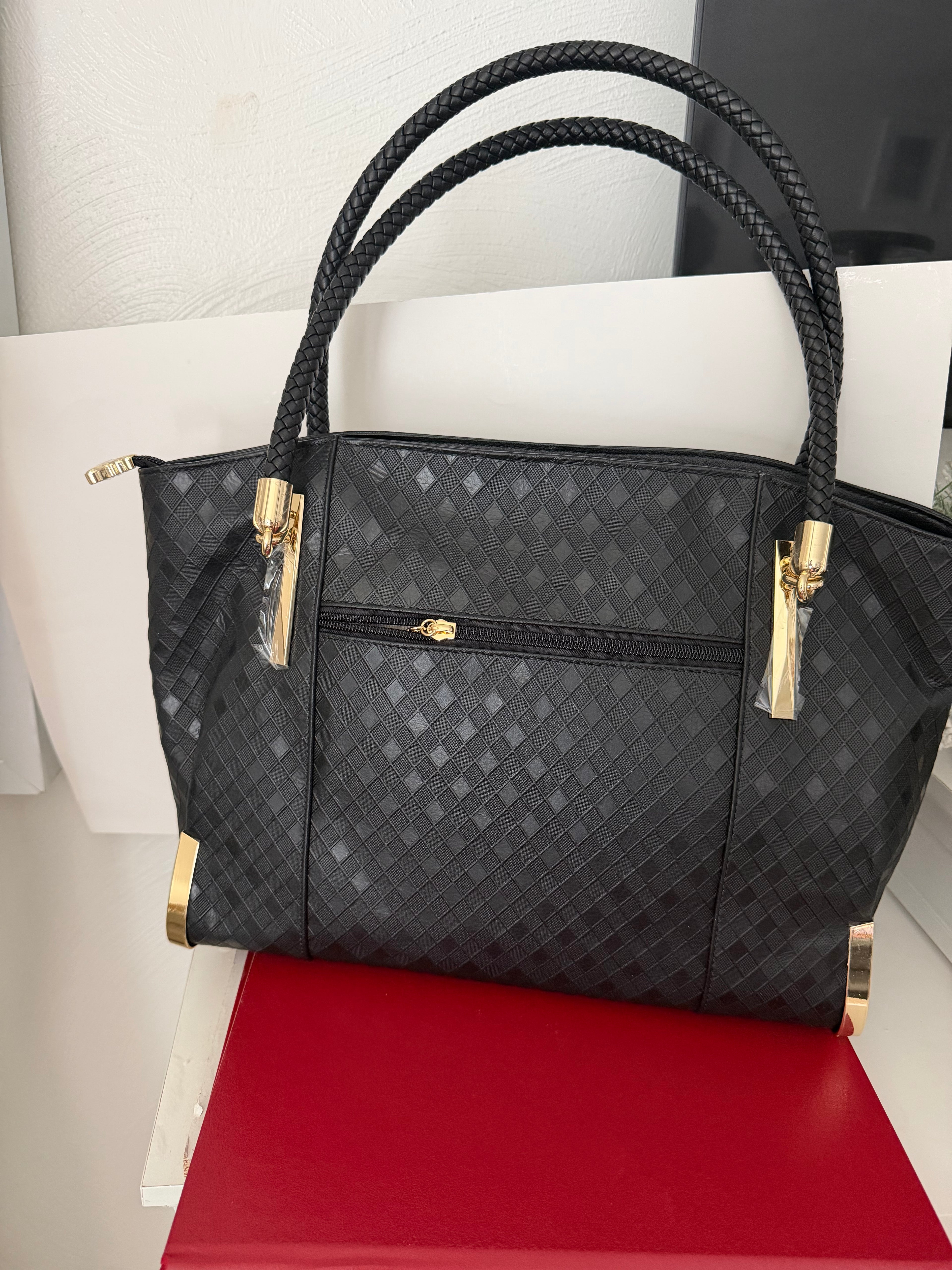 Black Genuine Leather Tote Bag
