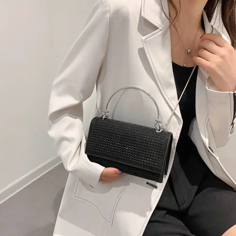 Chain Crossbody Bag Women Handbag Glitter Crystals Plain Daily Silver Black Shoulder Bag Cjdropshipping